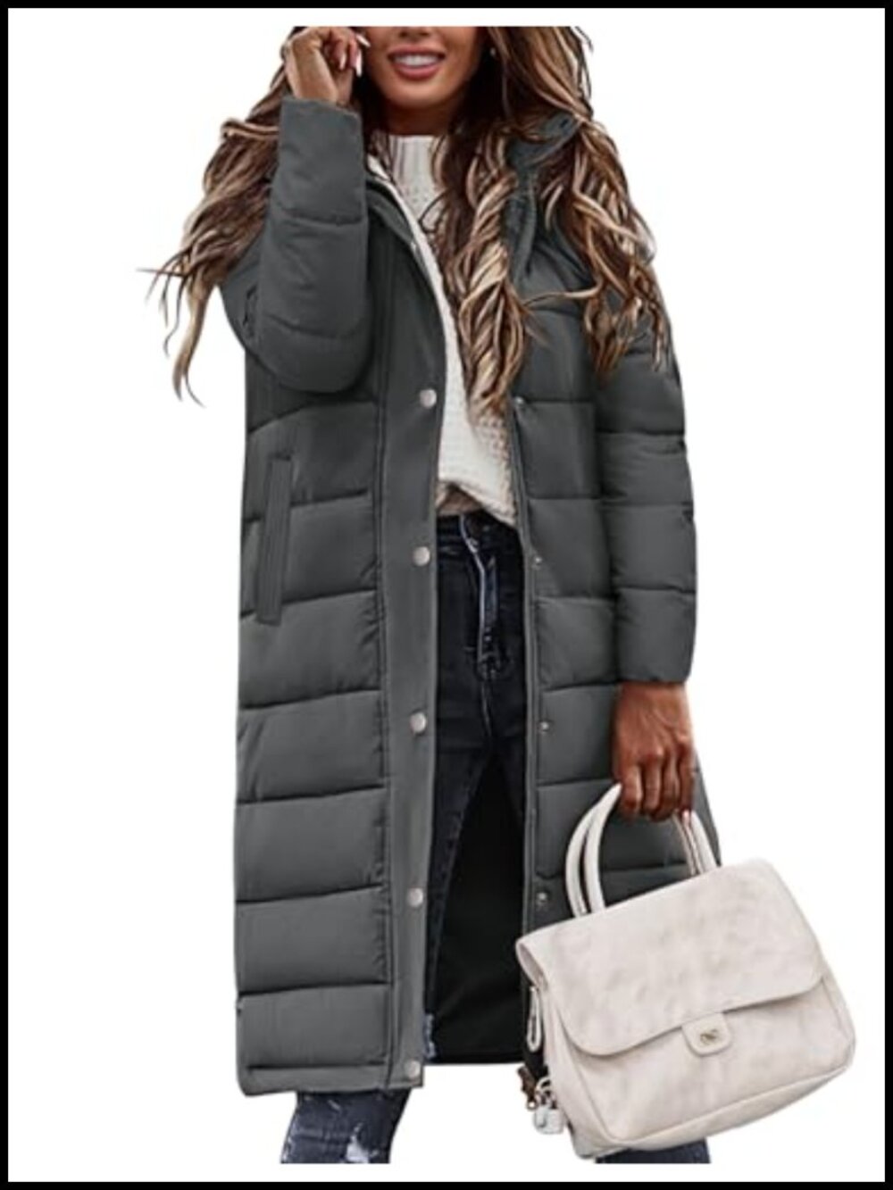 Womens Long Puffer Coat Winter Thicken Quilted Jacket Water Repellent